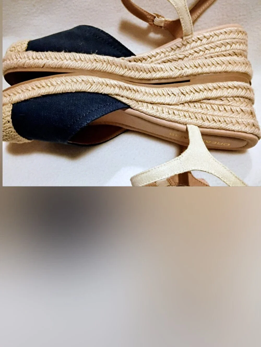 Dream Pairs Navy and Natural Espadrille Wedge Slingbacks Sz 7